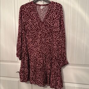 GAP Burgundy and Pink Long Sleeve Dress